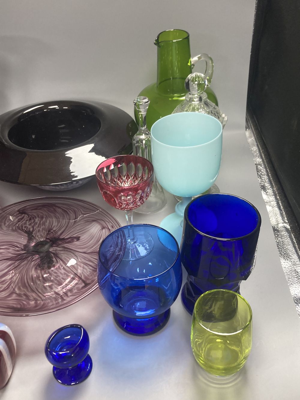 A collection of 18th, 19th and 20th century coloured and clear glassware